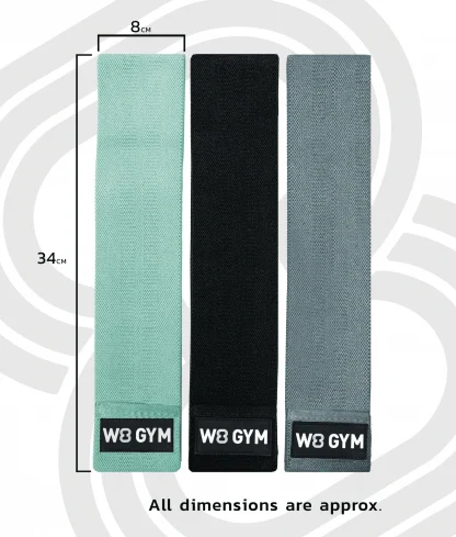 bands-long-pink-dimentsions-green w8 gym booty bands resistance bands green